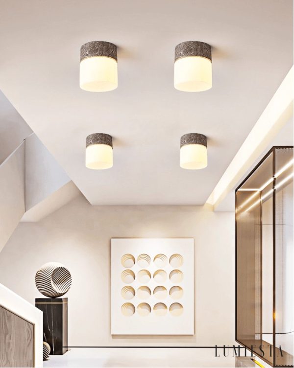 Soliventa - Lampa sufitowa trawertynowa, żółty lub szary do korytarza, Ø12x13 cm