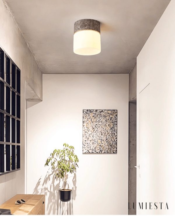 Soliventa - Lampa sufitowa trawertynowa, żółty lub szary do korytarza, Ø12x13 cm