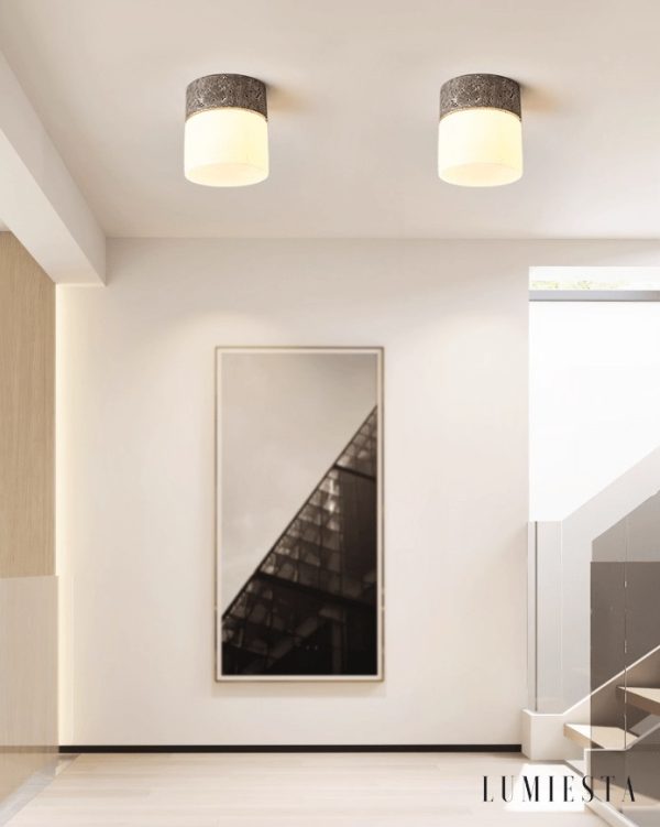 Soliventa - Lampa sufitowa trawertynowa, żółty lub szary do korytarza, Ø12x13 cm