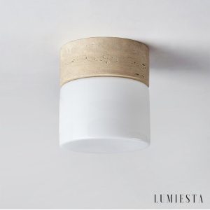 Soliventa - Lampa sufitowa trawertynowa, żółty lub szary do korytarza, Ø12x13 cm