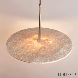 Salotawa - Lampa wisząca trawertynowa, żółty trawertyn nad stół, Ø40/150 cm