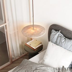 Salotawa - Lampa wisząca trawertynowa, żółty trawertyn nad stół, Ø40/150 cm