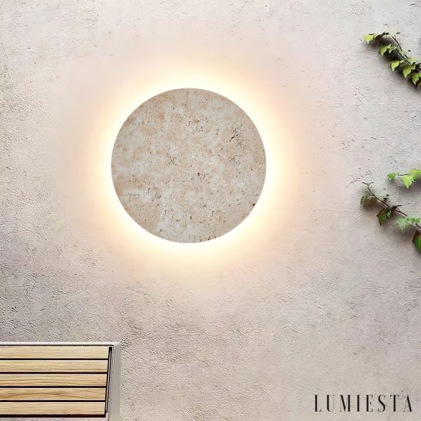 Solatva - Lampa wisząca trawertynowa, żółta, ściemnialna do salonu, Ø30 x H30 cm