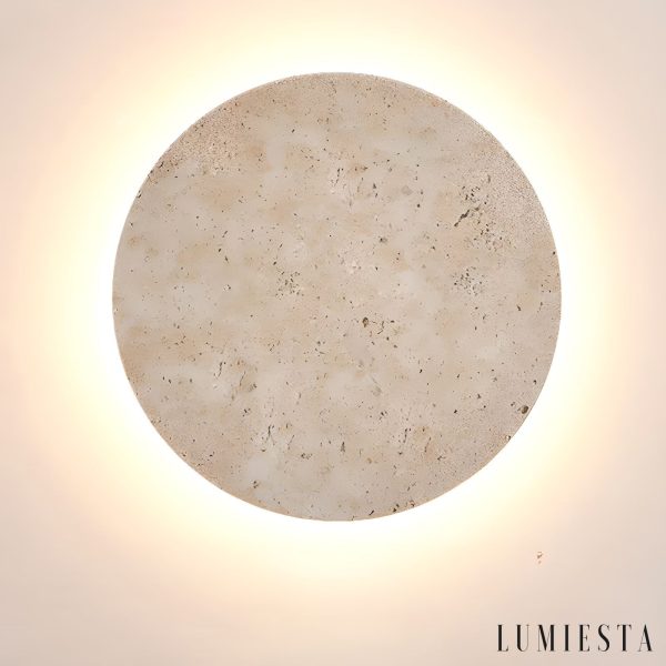 Solatva - Lampa wisząca trawertynowa, żółta, ściemnialna do salonu, Ø30 x H30 cm