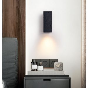 Strombolis - Kinkiet trawertynowy czarny, elegancki do sypialni 7x16/7x23 cm