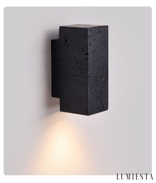 Strombolis - Kinkiet trawertynowy czarny, elegancki do sypialni 7x16/7x23 cm