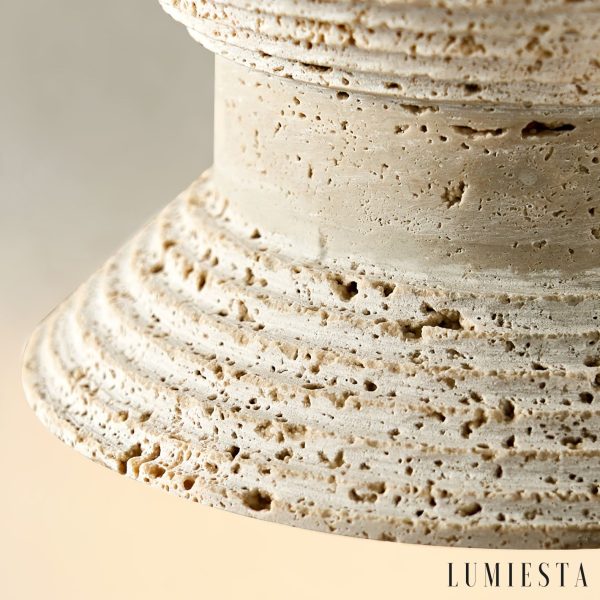 Taorminae - Lampa wisząca trawertynowa, żółta do jadalni, Ø14/16/18 cm