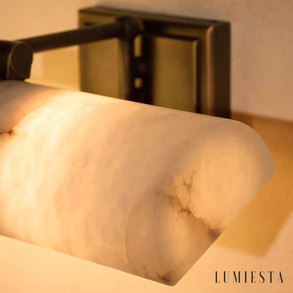 Titicara - Kinkiet alabastrowy nowoczesny, brązowo-biały do salonu 32x20x7 cm