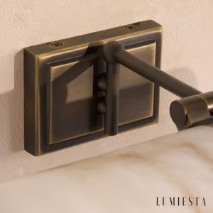 Titicara - Kinkiet alabastrowy nowoczesny, brązowo-biały do salonu 32x20x7 cm