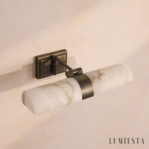 Titicara - Kinkiet alabastrowy nowoczesny, brązowo-biały do salonu 32x20x7 cm