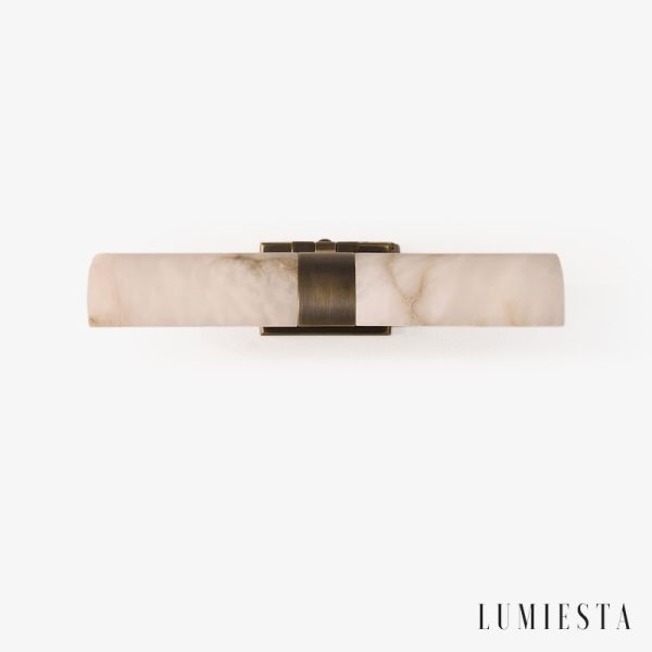 Titicara - Kinkiet alabastrowy nowoczesny, brązowo-biały do salonu 32x20x7 cm