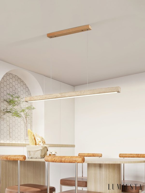 Toledis - Lampa wisząca trawertynowa, orzechowa do jadalni, Ø80/100/120/150 cm