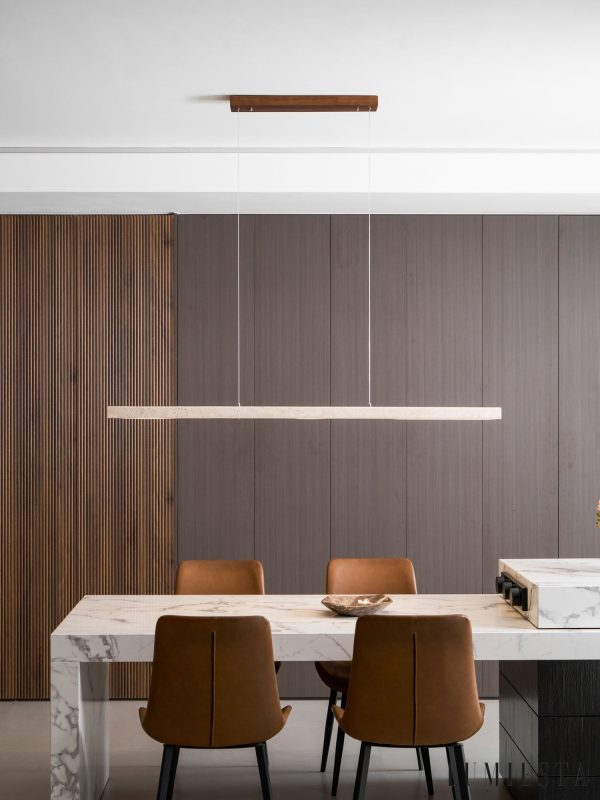 Toledis - Lampa wisząca trawertynowa, orzechowa do jadalni, Ø80/100/120/150 cm