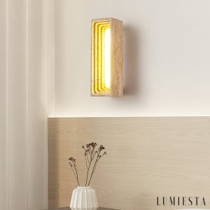 Tiveryn - Kinkiet trawertynowy żółty, nowoczesny do salonu ∅7x23 cm