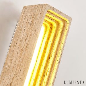 Tiveryn - Kinkiet trawertynowy żółty, nowoczesny do salonu ∅7x23 cm