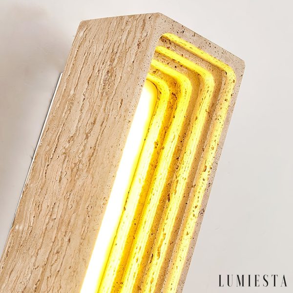 Tiveryn - Kinkiet trawertynowy żółty, nowoczesny do salonu ∅7x23 cm