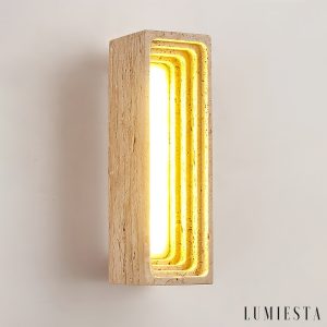 Tiveryn - Kinkiet trawertynowy żółty, nowoczesny do salonu ∅7x23 cm