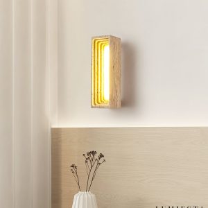 Tiveryn - Kinkiet trawertynowy żółty, nowoczesny do salonu ∅7x23 cm