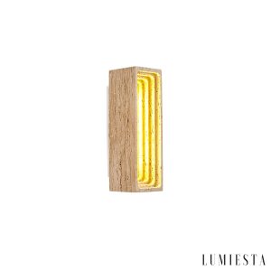 Tiveryn - Kinkiet trawertynowy żółty, nowoczesny do salonu ∅7x23 cm