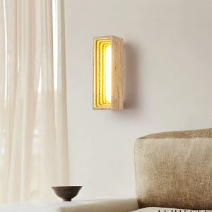 Tiveryn - Kinkiet trawertynowy żółty, nowoczesny do salonu ∅7x23 cm