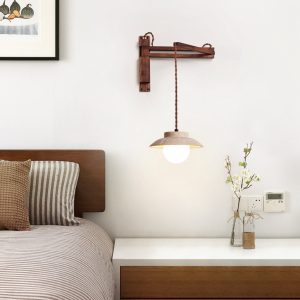 Traverta - Kinkiet trawertynowy, orzechowy z żółtym, do salonu, Ø20 x 10 cm