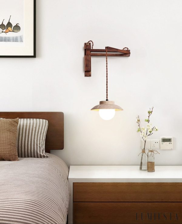 Traverta - Kinkiet trawertynowy, orzechowy z żółtym, do salonu, Ø20 x 10 cm