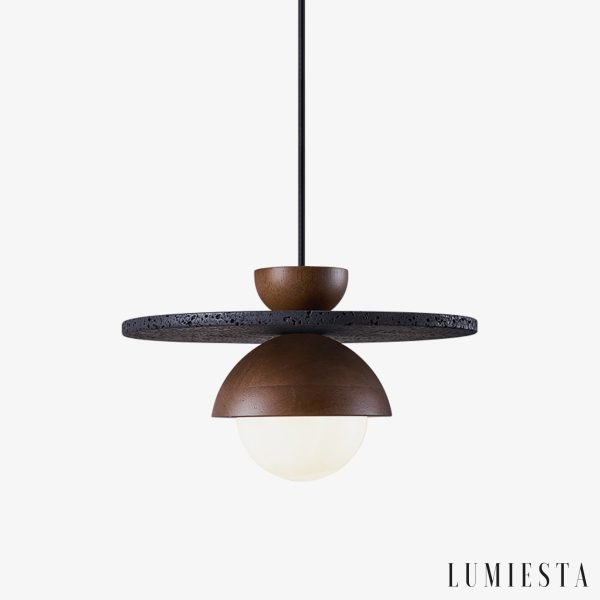 Lumiesta-tropeza-lampa-wiszca-trawertynowa-czarna-do-salonu-30x18-cm.jpg Tropeza - Lampa wisząca trawertynowa czarna do salonu Ø30x18 cm