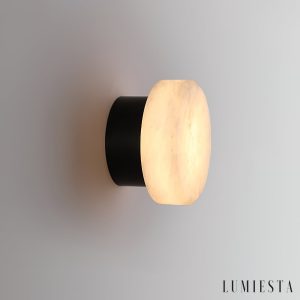 Urbilux - Kinkiet alabastrowy, mosiądz/czarny z białym do salonu, Ø15/18/20/25 cm