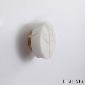 Urbilux - Kinkiet alabastrowy, mosiądz/czarny z białym do salonu, Ø15/18/20/25 cm