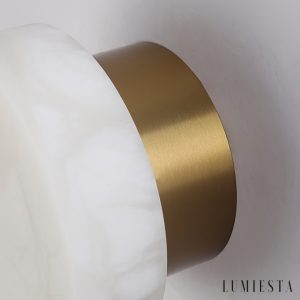 Urbilux - Kinkiet alabastrowy, mosiądz/czarny z białym do salonu, Ø15/18/20/25 cm