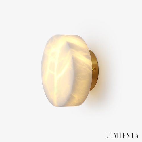 Urbilux - Kinkiet alabastrowy, mosiądz/czarny z białym do salonu, Ø15/18/20/25 cm