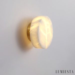 Urbilux - Kinkiet alabastrowy, mosiądz/czarny z białym do salonu, Ø15/18/20/25 cm