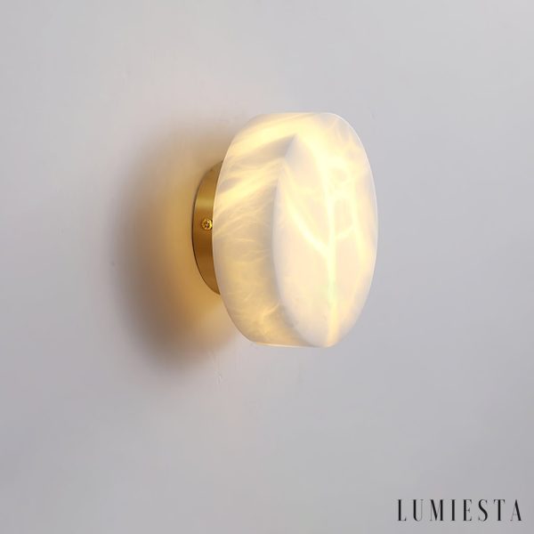 Urbilux - Kinkiet alabastrowy, mosiądz/czarny z białym do salonu, Ø15/18/20/25 cm