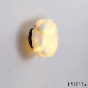 Urbilux - Kinkiet alabastrowy, mosiądz/czarny z białym do salonu, Ø15/18/20/25 cm