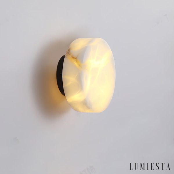 Urbilux - Kinkiet alabastrowy, mosiądz/czarny z białym do salonu, Ø15/18/20/25 cm