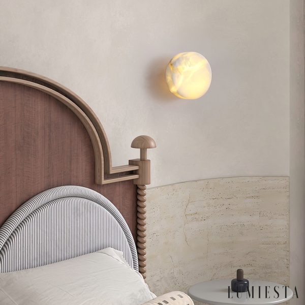 Urbilux - Kinkiet alabastrowy, mosiądz/czarny z białym do salonu, Ø15/18/20/25 cm