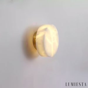 Urbilux - Kinkiet alabastrowy, mosiądz/czarny z białym do salonu, Ø15/18/20/25 cm