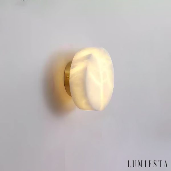 Urbilux - Kinkiet alabastrowy, mosiądz/czarny z białym do salonu, Ø15/18/20/25 cm