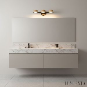 UrbinoX - Kinkiet trawertynowy miedziany, do łazienki nad lustro, Ø32/46 cm