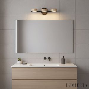 UrbinoX - Kinkiet trawertynowy miedziany, do łazienki nad lustro, Ø32/46 cm