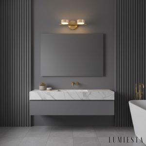 UrbinoX - Kinkiet trawertynowy miedziany, do łazienki nad lustro, Ø32/46 cm