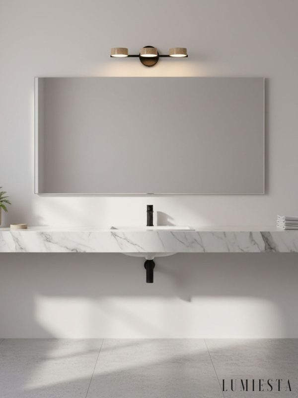 UrbinoX - Kinkiet trawertynowy miedziany, do łazienki nad lustro, Ø32/46 cm