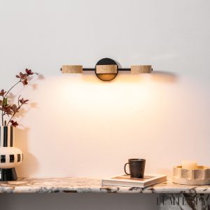 UrbinoX - Kinkiet trawertynowy miedziany, do łazienki nad lustro, Ø32/46 cm