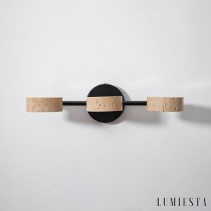 UrbinoX - Kinkiet trawertynowy miedziany, do łazienki nad lustro, Ø32/46 cm