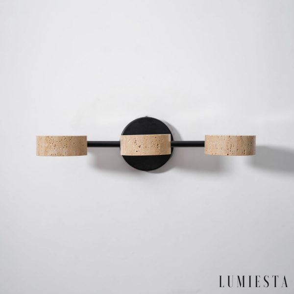 UrbinoX - Kinkiet trawertynowy miedziany, do łazienki nad lustro, Ø32/46 cm