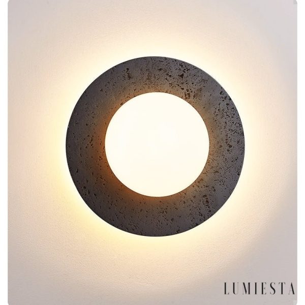 Valentiax - Lampa sufitowa trawertynowa, czarno-biała do salonu, Ø20/H14 cm