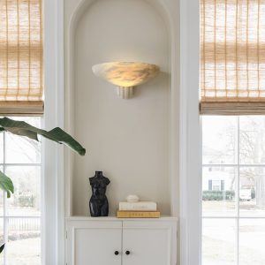 Veneziax - Plafon alabastrowy nowoczesny, biały do salonu i sypialni, Ø30 x 18 cm