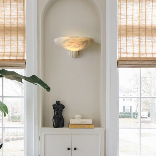 Plafon alabastrowy biały Veneziax Ø30 x 18 cm, nowoczesna forma do salonu i sypialni