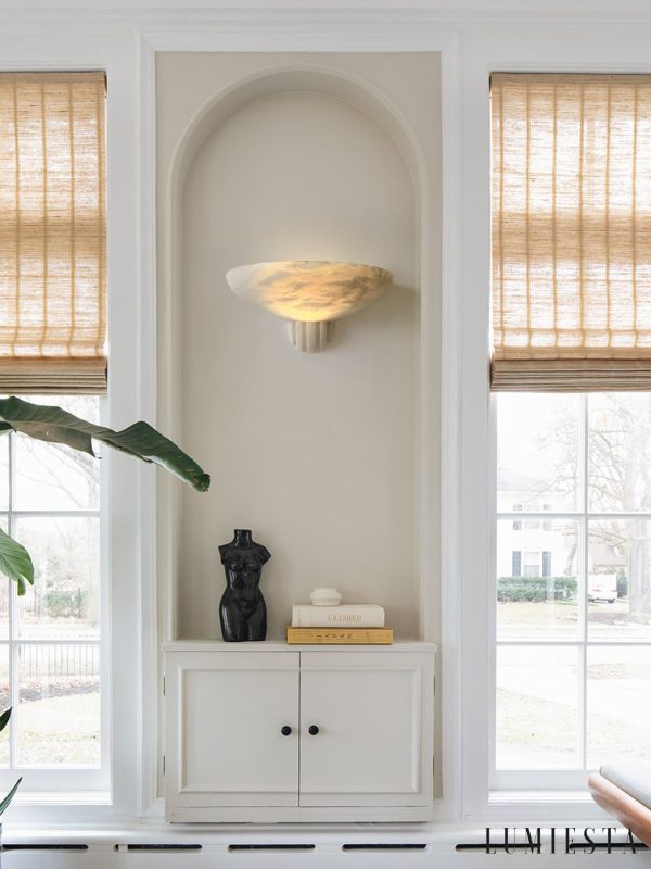 Veneziax - Plafon alabastrowy nowoczesny, biały do salonu i sypialni, Ø30 x 18 cm