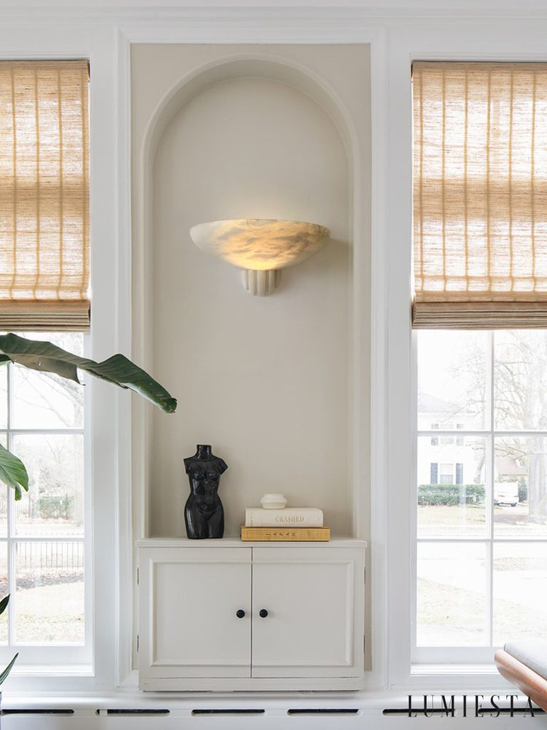 Plafon alabastrowy biały Veneziax Ø30 x 18 cm, nowoczesna forma do salonu i sypialni
